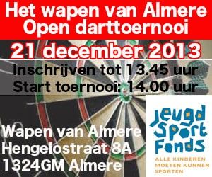 Darten in het wapen van Almere voor het jeugd sport fonds