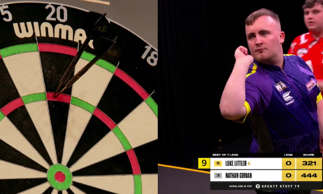 VIDEO: Luke Littler had vandaag bijna meest opmerkelijke '9-darter' ooit op zijn naam