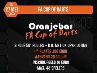Oranjebar FA Cup of Darts 2023 met geldprijzen en punten voor PDC Q-School 2024 ranking