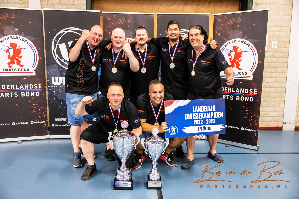 De Oranjebar Lions, MasterDarts 2.0, De volgende lichting, Dart Vaders en Regioglas zijn de landelijke divisie kampioenen 2023