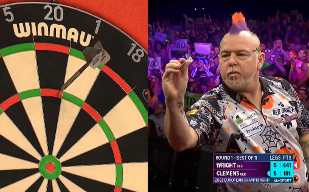 Mooiste moment van de avond deed zich voor in duel tussen Peter Wright en Gabriel Clemens