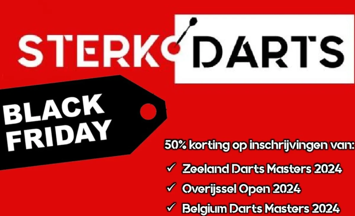 Black Friday: 50% korting op Zeeland Darts Masters, Overijssel Open en Belgium Darts Masters