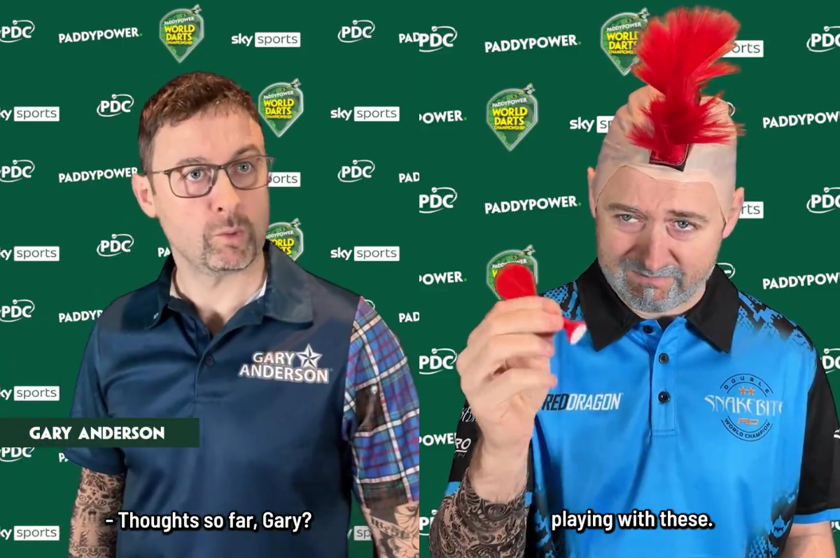 Hilarische beelden van PDC WK imitaties met o.a. Van Gerwen, Barney en Taylor