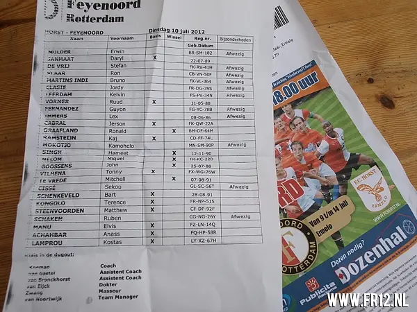 Fotoverslag FC Horst - Feyenoord