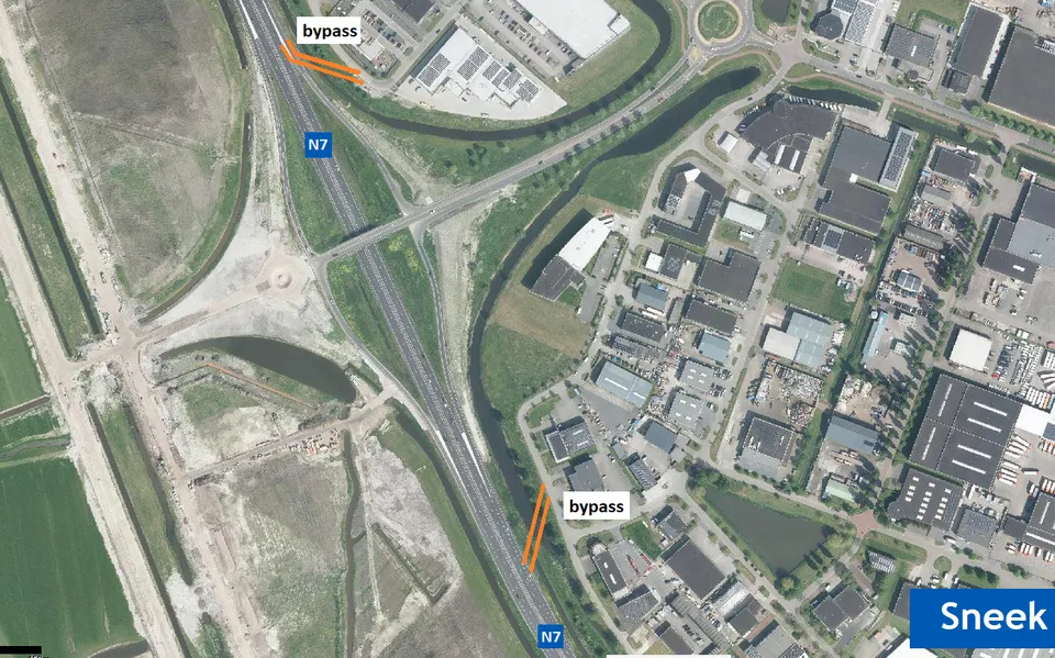 Bypasses naar De Hemmen in Sneek als voorbereiding op komst rotonde