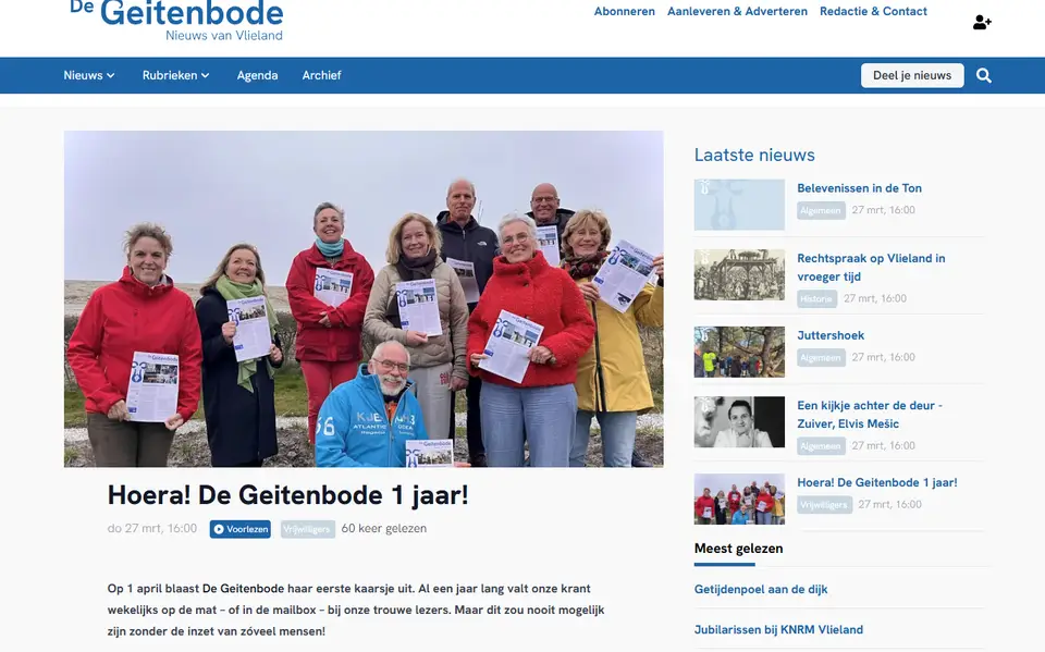 Vlieland behoedt nieuwe lokale krant De Geitenbode voor faillissement