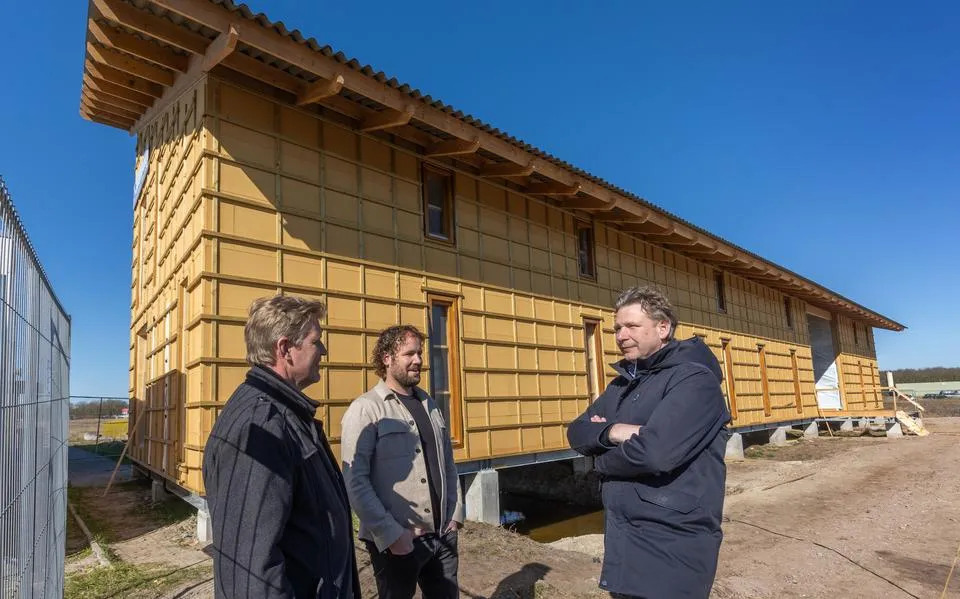 Langs de N381 bouwt Studio JK aan een nieuw kantoor: volledig van hout en opgaand in de natuur