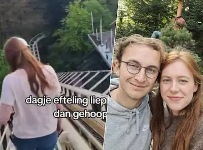 Noa (21) neemt haar vriend voor het eerst mee de Python in, maar juist dan valt Efteling-achtbaan stil op grote hoogte