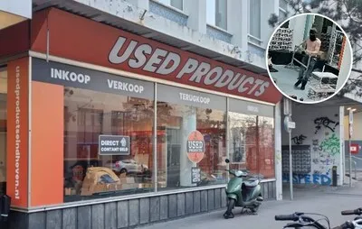 Man zonder shirt breekt in bij tweedehandswinkel in Eindhoven: dader met fietsenrek vastgelegd op bewakingsbeelden