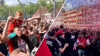 LIVE PSV kampioen | Confetti, vuurwerk, blije gezichten en veel bier: supporters PSV bouwen een feestje