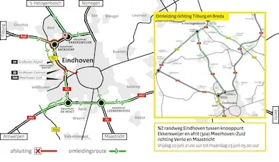 Randweg Eindhoven afgesloten voor onderhoud