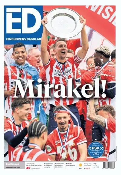 Uniek aandenken aan kampioenschap PSV: voorpagina ED nu ingelijst verkrijgbaar