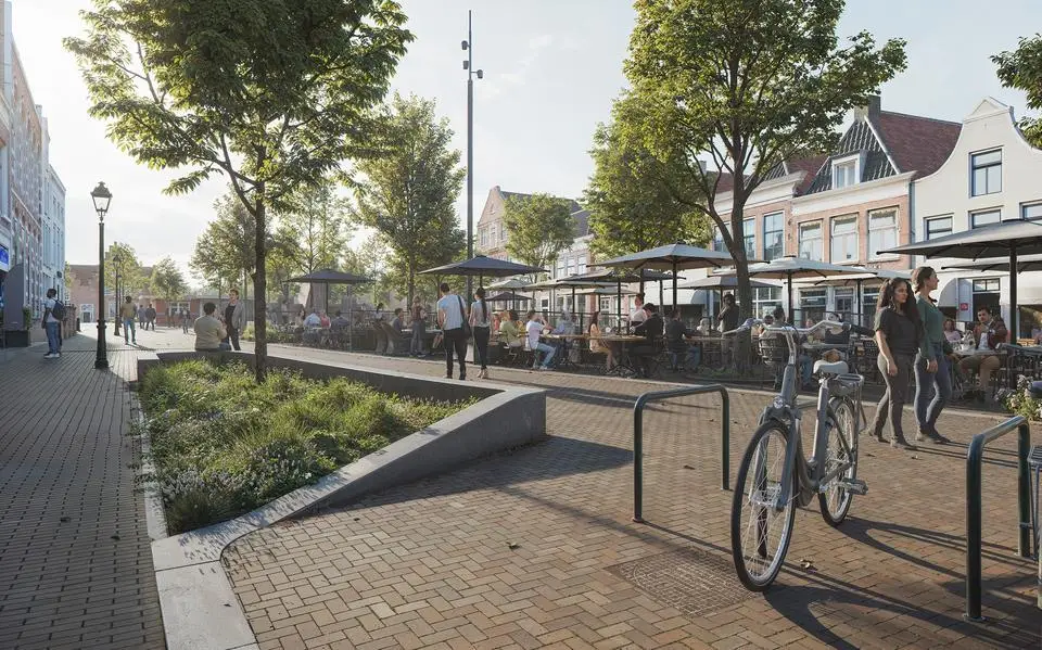 Zo ziet de binnenstad van Harlingen er in 2027 uit. ‘Een vriendelijker en zachter beeld’