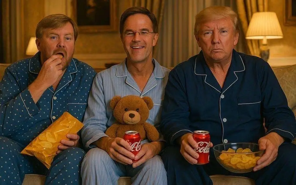 Internet heeft dikke lol om ‘logeerfeestje’ Trump en Willem-Alexander met deze AI-afbeeldingen