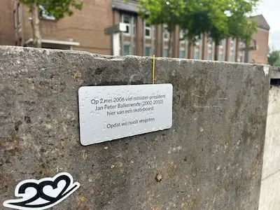 Bijna twintig jaar na de val Balkenende van een skateboard is het moment vereeuwigd in Eindhoven: ‘Dit is uniek’