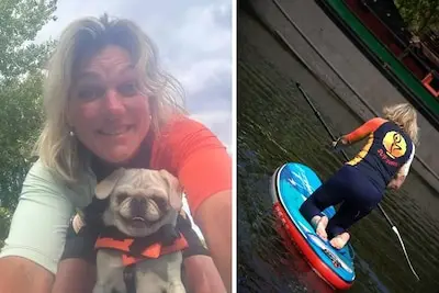 Pien geeft Sup-yogales op de Piushaven: 'Ook met honden erbij'