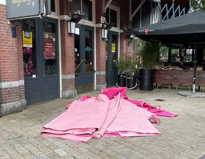 Roze loper Tilburgse Kermis blijkt niet geschikt voor paardenhoeven: politie laat meterslang tapijt weghalen