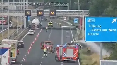 Bermbrand A58 zorgde voor afsluiting rijstroken Tilburg richting Breda