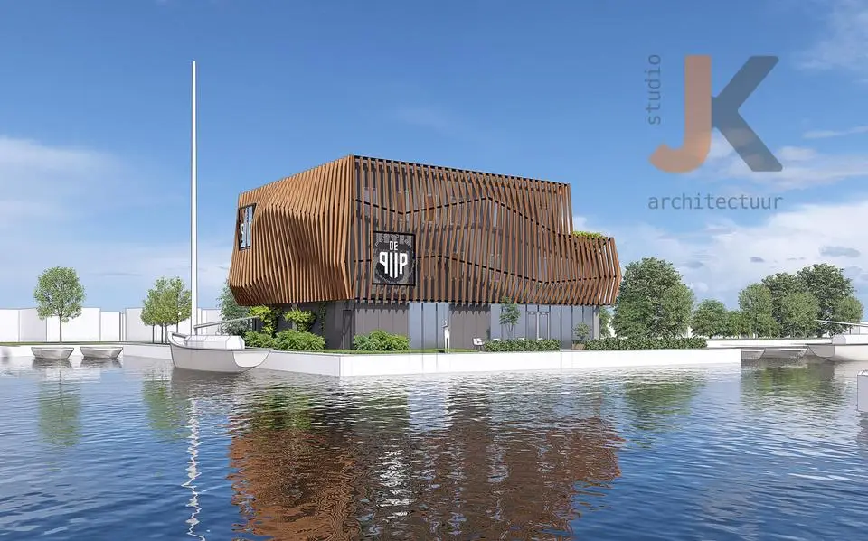 Nieuw ontwerp horecapaviljoen en hotel in Drachten: 11 meter hoog en houten lamellen als frame