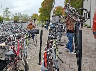 Slapstick en gevloek in Tilburgse fietsen­stal­ling: ‘Hier is niet over nagedacht’