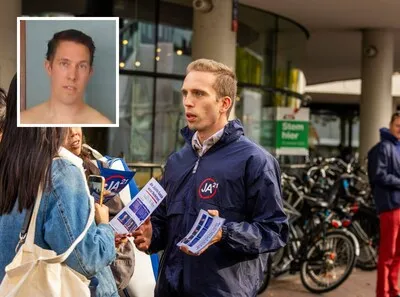 JA21-politicus per abuis opgepakt tijdens debat, krijgt Brabant-sjaal als goedmakertje: ‘Heel bizar allemaal’