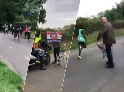 Marathon van Eindhoven verstoord door pro-Zwarte Piet-demonstrant: omstander grijpt in, beelden gaan viral