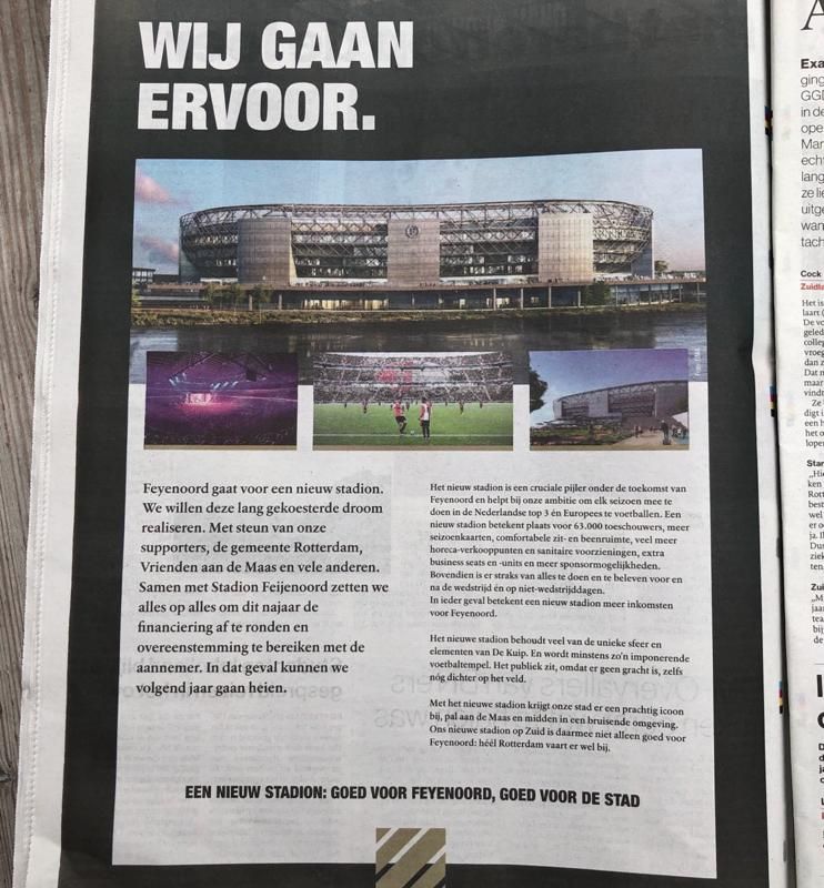 Feyenoord geeft met advertentie over Feyenoord City signaal af