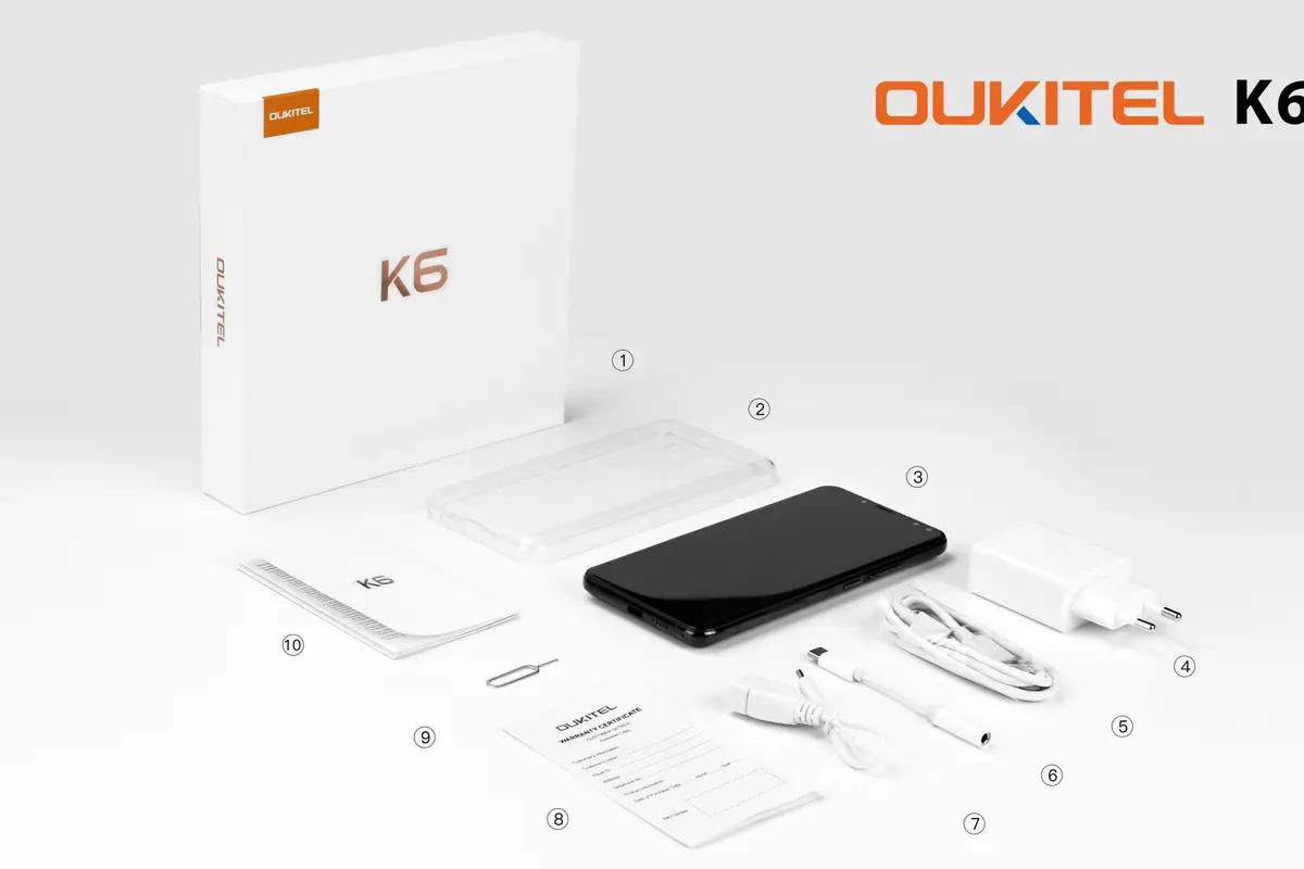 Oukitel K6 unboxing video shows also the package contents