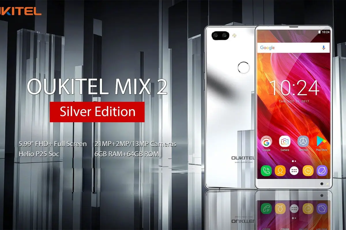 Oukitel Mix 2 Silver comes with mirror-like battery cover