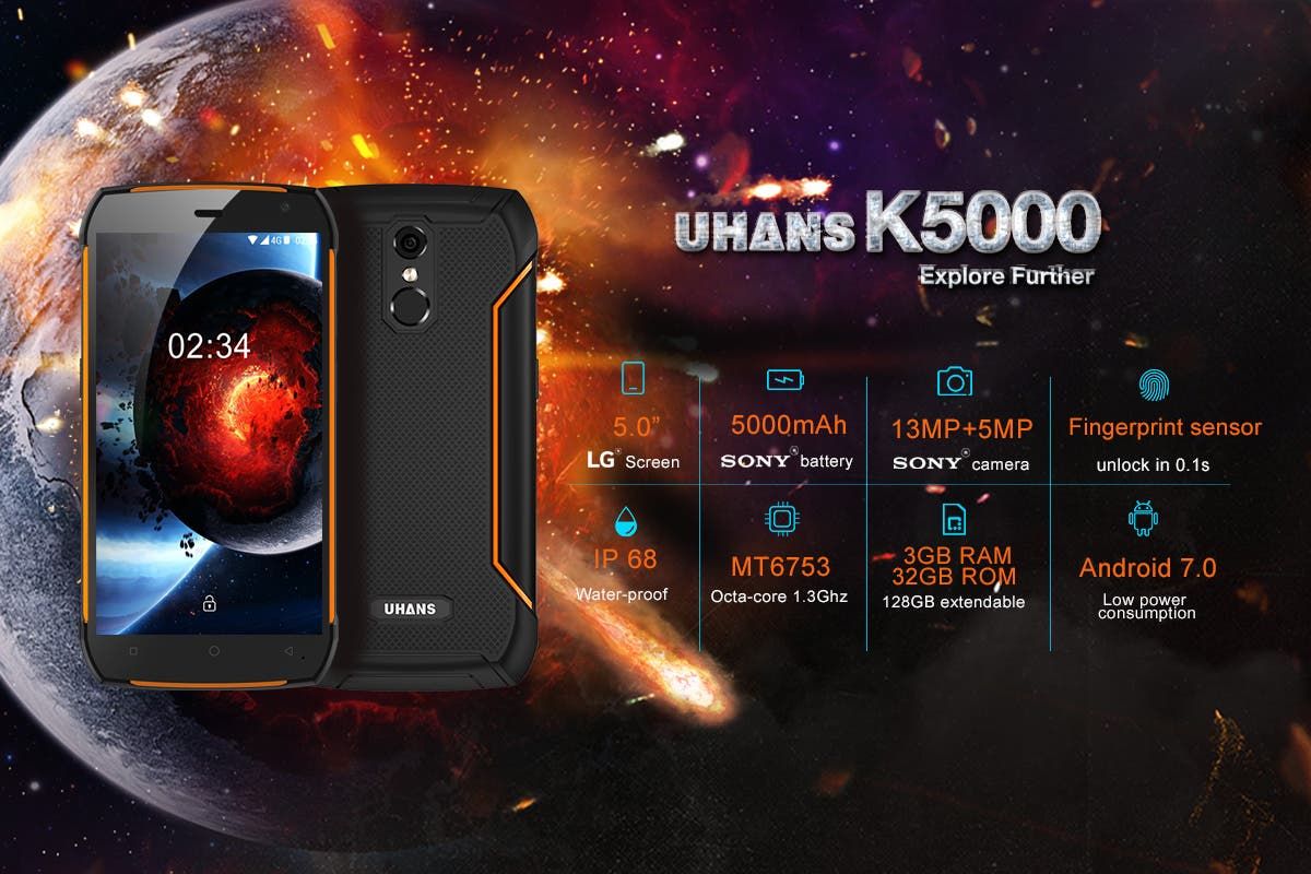 IP68 Rugged Smartphone UHANS K5000 Officially Launched