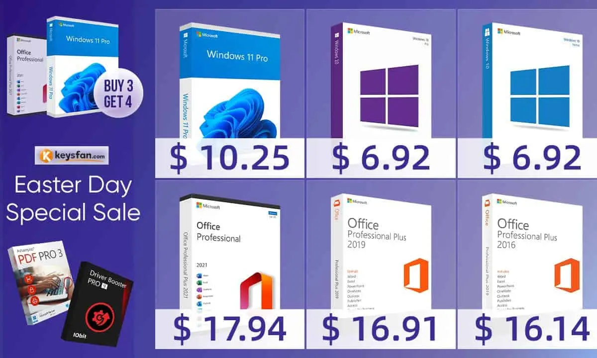 Windows and Office with lowest prices in the Keysfan Easter Sale