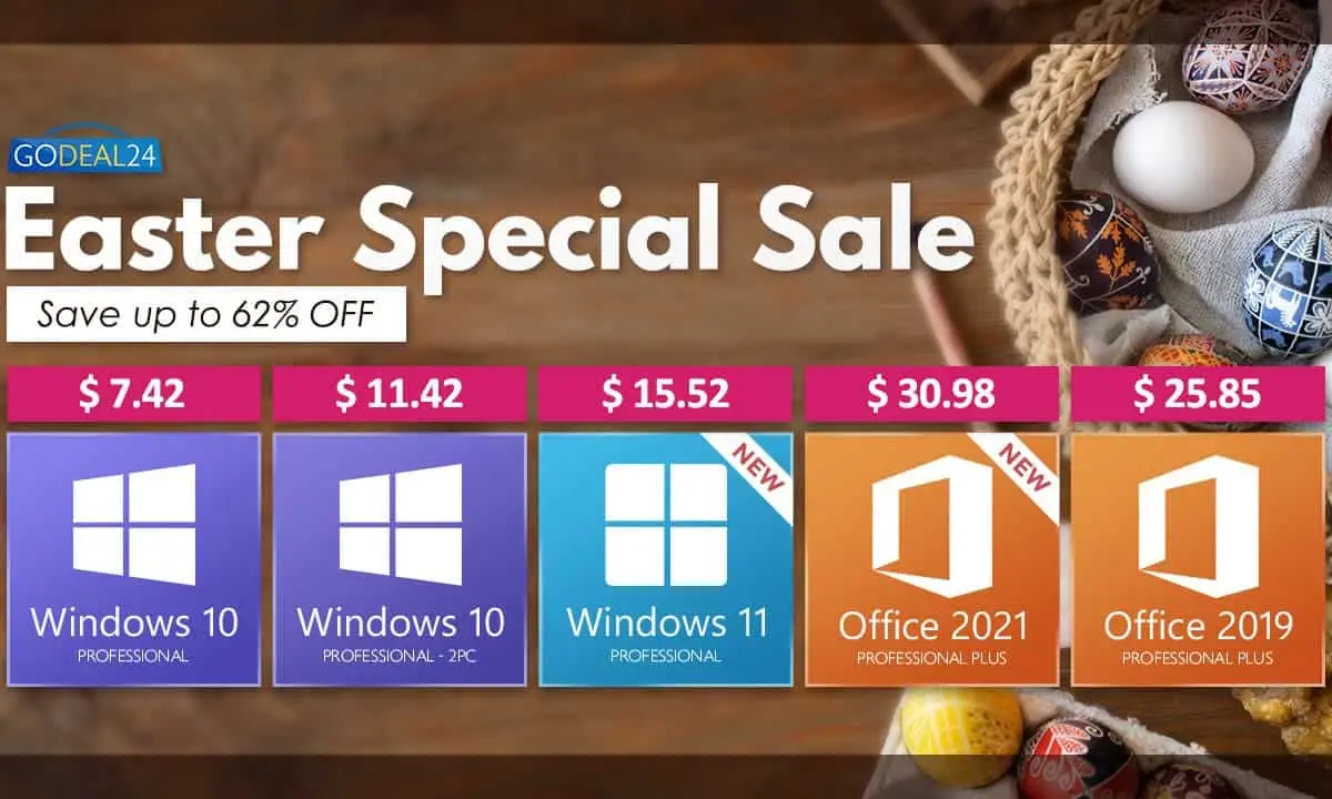 Godeal24 Easter Sale, Windows and Office specials for a limited time!