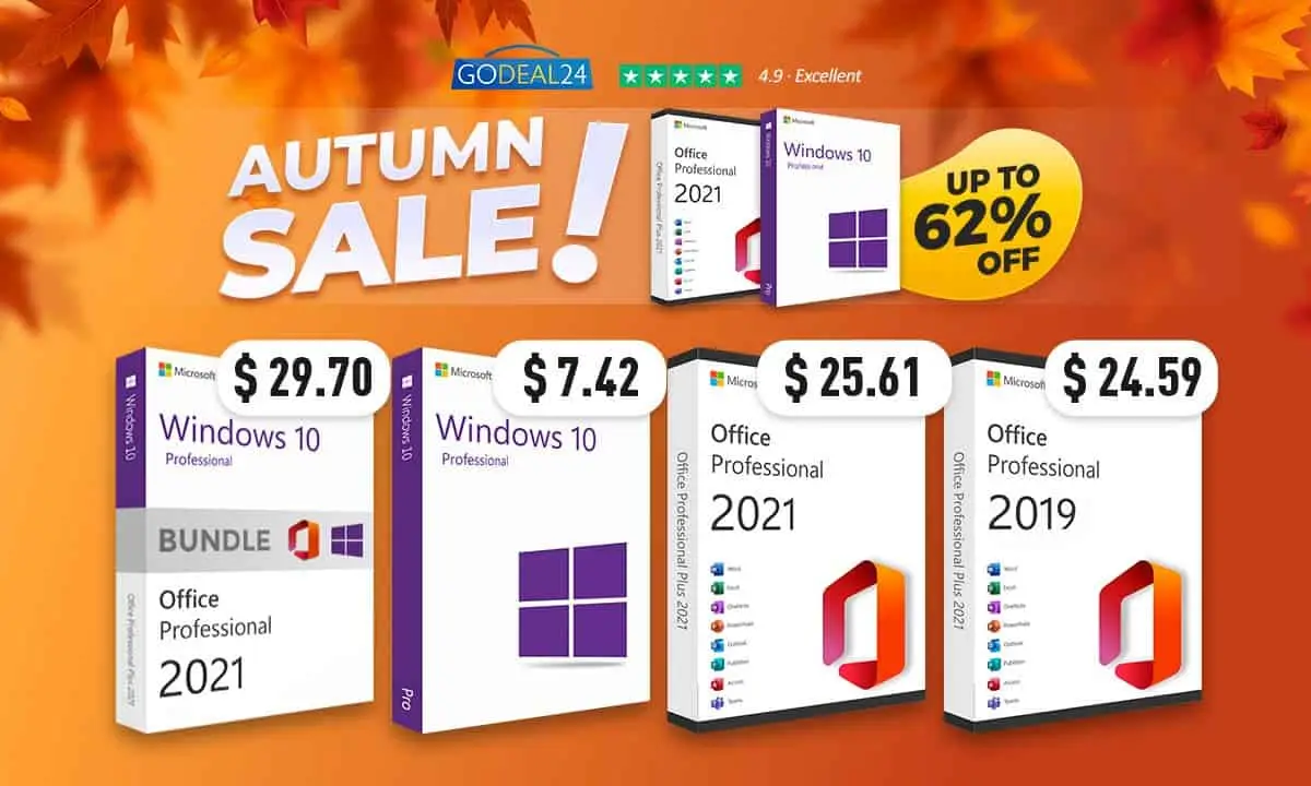 Godeal24 Autumn Sale: Lifetime Microsoft Office 2021 License from $13.52, Windows 10 is only $6.14!