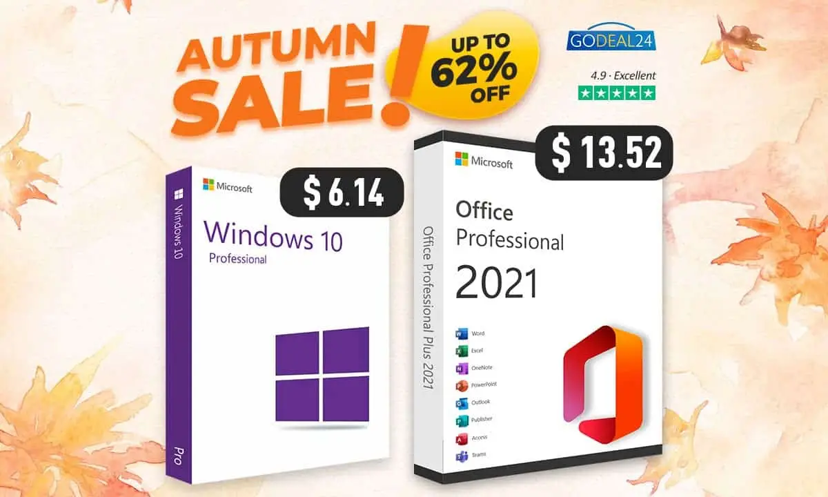 Get lifetime Office 2021 from $13.52! Windows 10 stars at $6.14! More discounts at Godeal24 Autumn Sale!