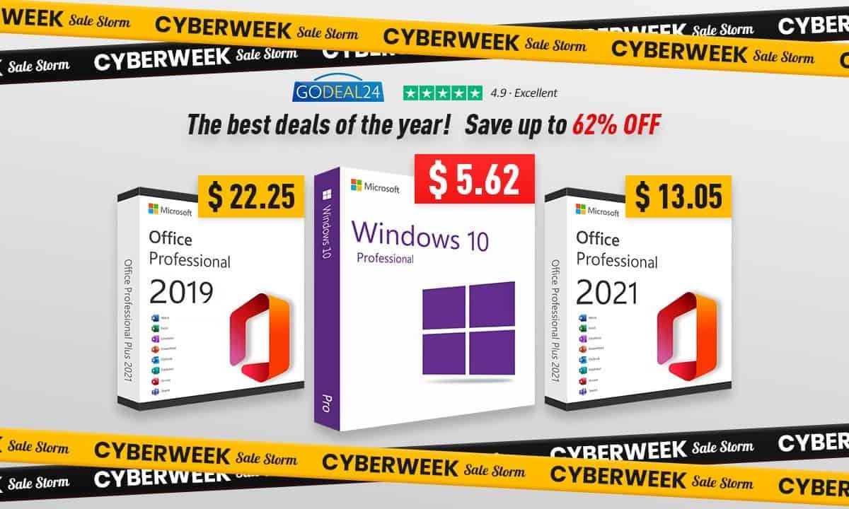 Black Friday and Cyber Week: Get Genuine Windows 10 for only $5.62 and Office 2021 from $13.05!