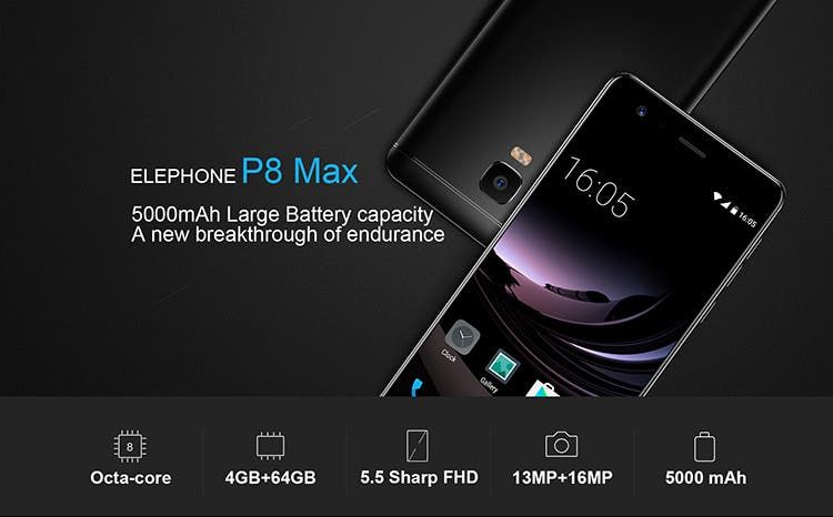 Elephone P8 Max Battery Phone 50% Off during Easter Promo