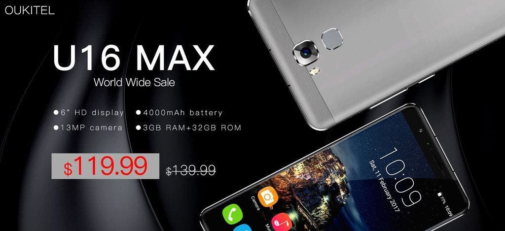 Oukitel U16 Max worldwide sale now with a $119.99 price tag