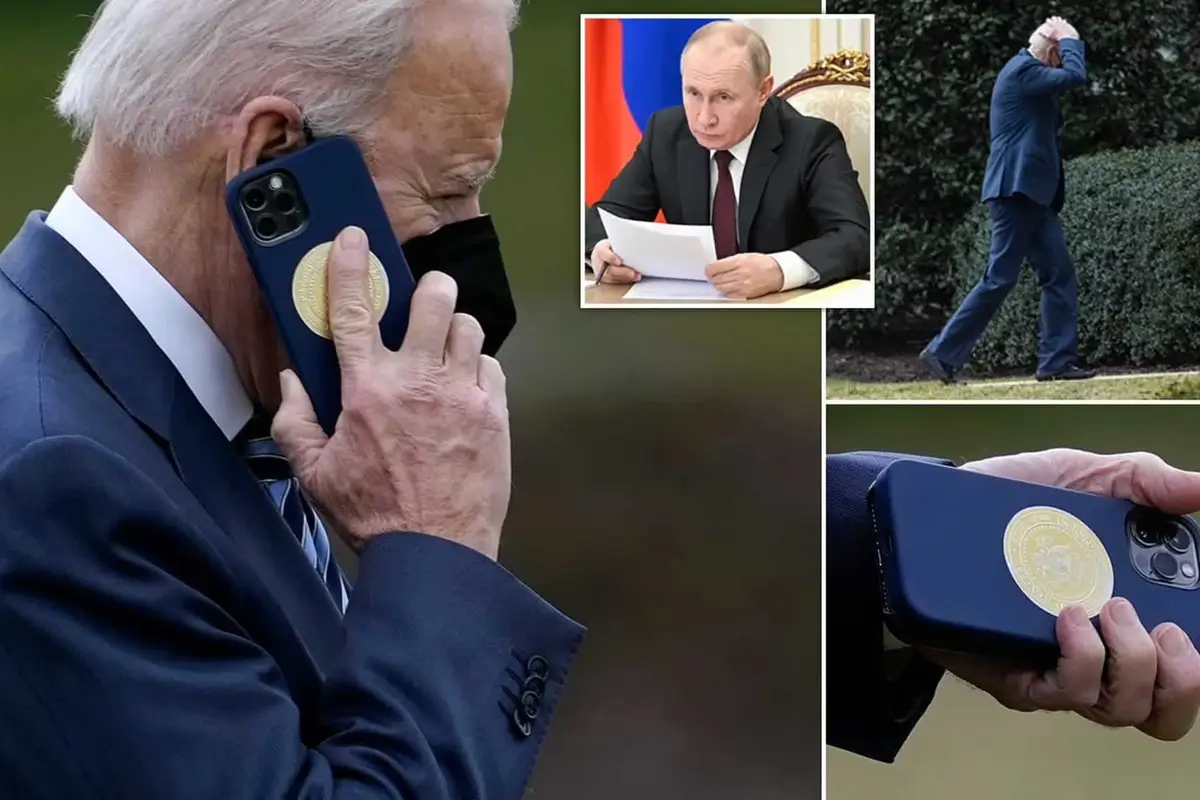 President Biden spotted using a “hush-hush” special iPhone with Presidential Shield