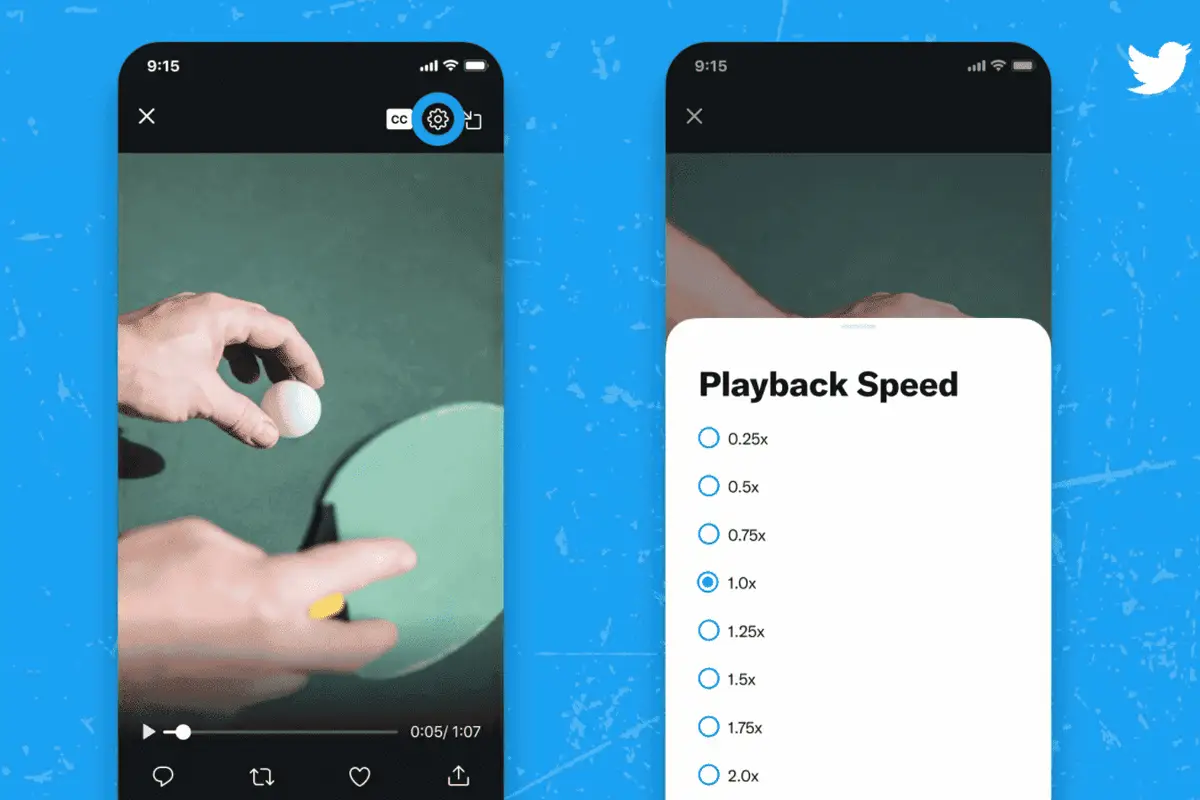 Twitter to support 0.25 ~ 2 times video playback speed adjustment