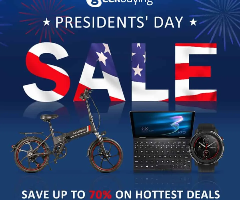 President's Day sale on Geekbuying with up to 70% off