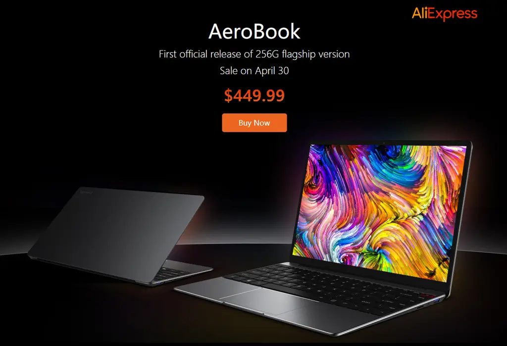CHUWI AeroBook first official release on Aliexpress for $449.99