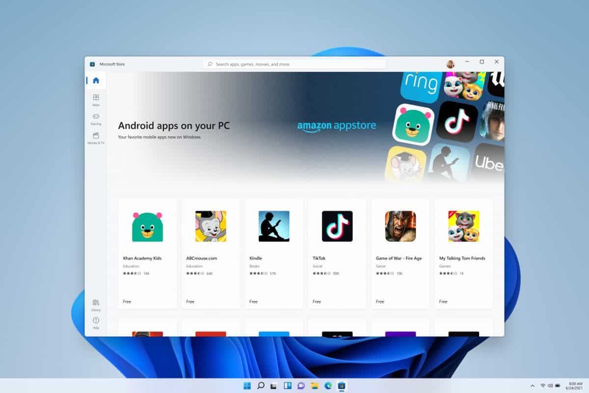 Amazon Appstore appears in Microsoft Store for Windows 11