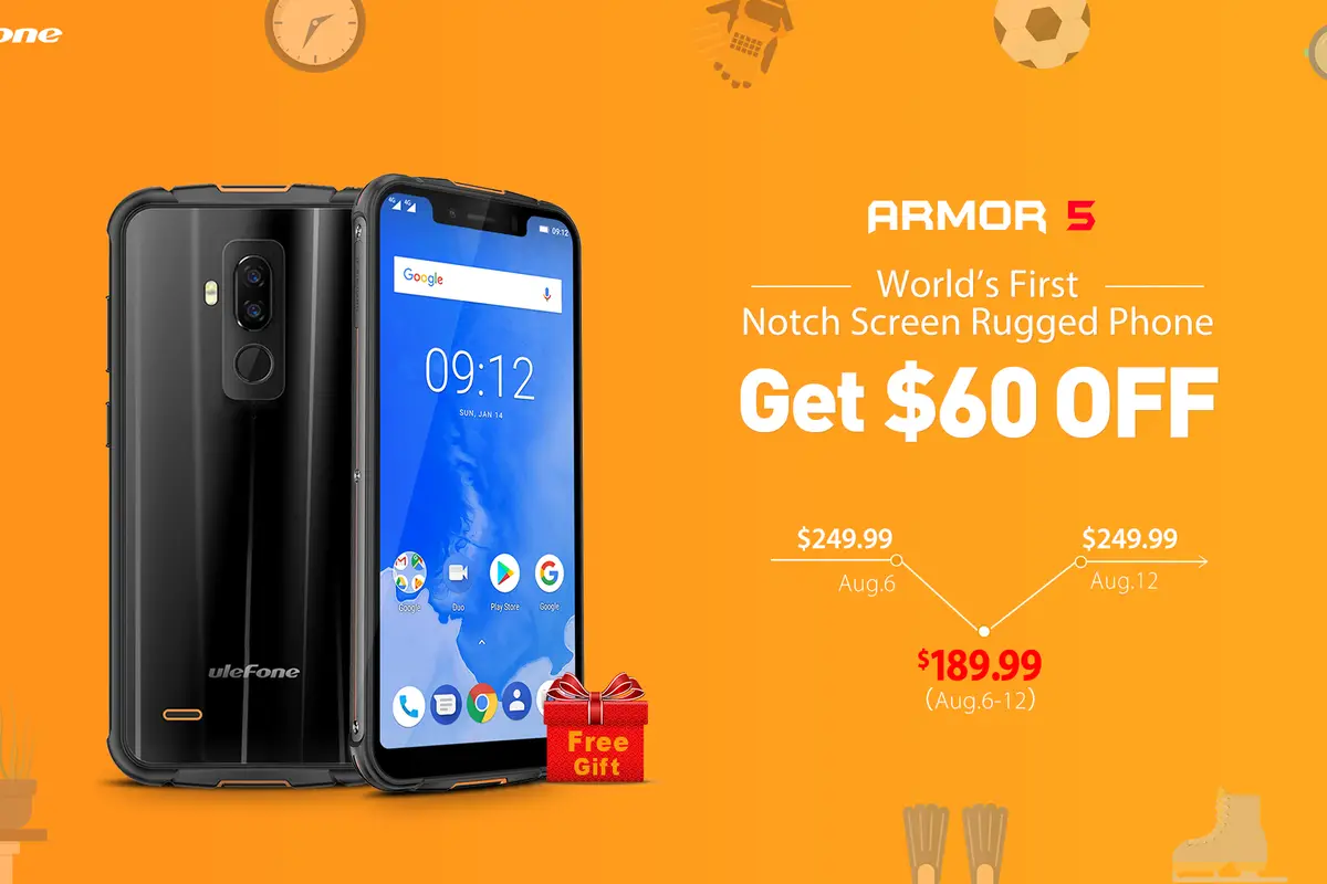 Special presale campaign for the rugged notched Ulefone Armor 5 comes with $60 off