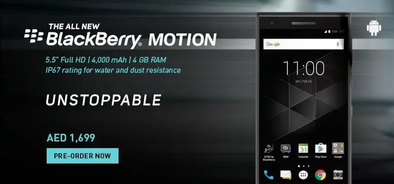 Blackberry Motion now available for pre-order in UAE