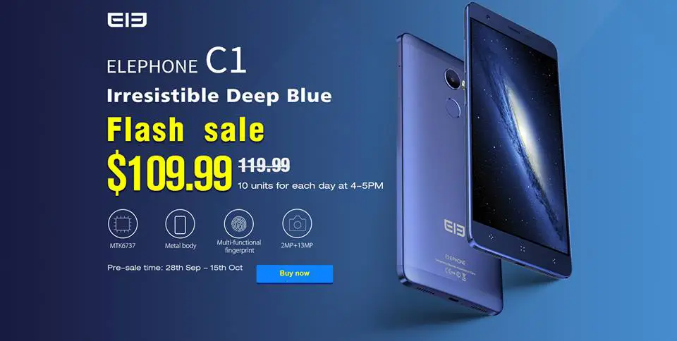 Elephone C1 presale - only for  $109.99 - lasts for two weeks!