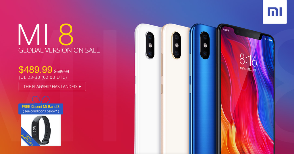 Get the Xiaomi Mi 8 Global with free Mi Band 3 on Gearbest