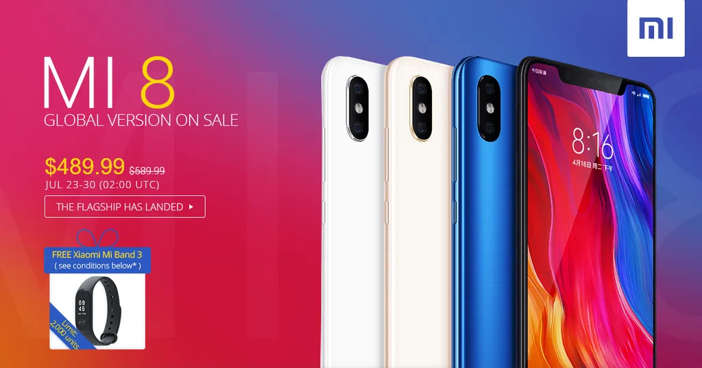 Get the Xiaomi Mi 8 Global with free Mi Band 3 on Gearbest