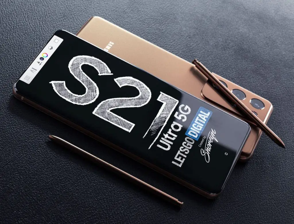 Samsung Galaxy S21 Ultra with an S Pen appears on high-quality renders