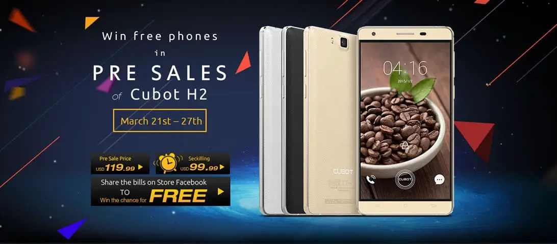 5000mAh Cubot H2 pre sales start and your chance to get one FREE