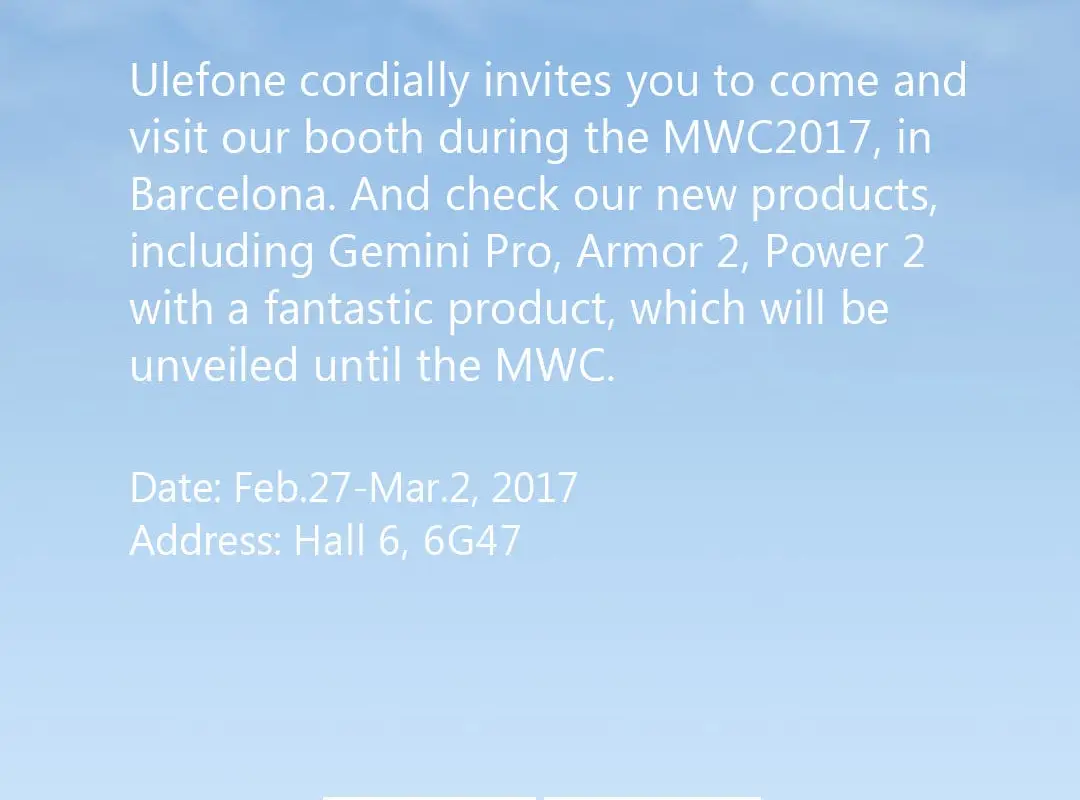 Ulefone to have a booth at MWC - Gemini Pro, Armor 2, Power 2 and more on the way